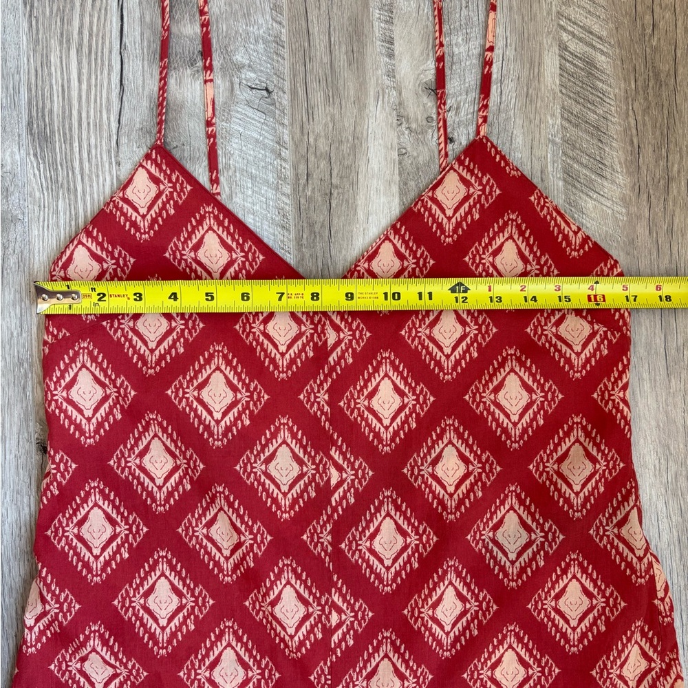 Zara Jami Jumpsuit 100% Cotton Terracotta and Cream Open Back Wide Leg - Picture 10 of 15